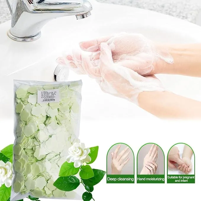 1000 Sheets Green Portable Disposable Paper Soap, Portable Travel Hiking Washing Hand Bath Toiletry Paper Soap, Gentle Soap Papers for Soap Paper Soap Fragrance