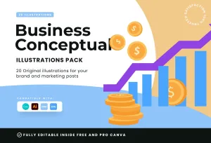 20 Unique Business Conceptual Illustrations Fully Editable in Canva