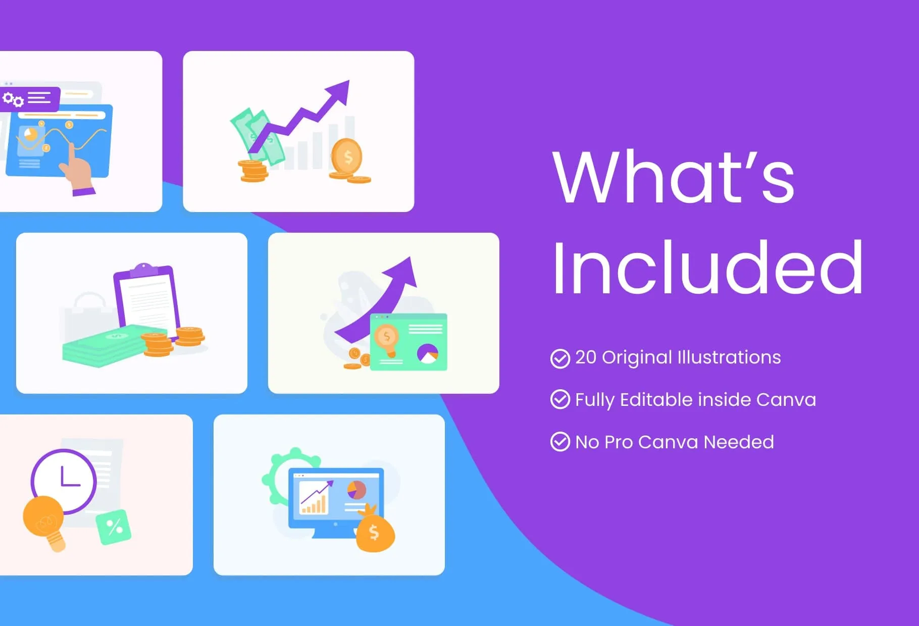 20 Unique Business Conceptual Illustrations Fully Editable in Canva