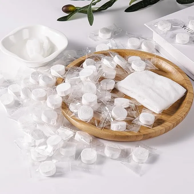 200 Pieces Compressed Towels Portable Disposable Mini Compressed Coin Tissue Toilet Paper Tablets for Travel, Camping, Hiking, Sport, Beauty Salon, Home Hand Wipes
