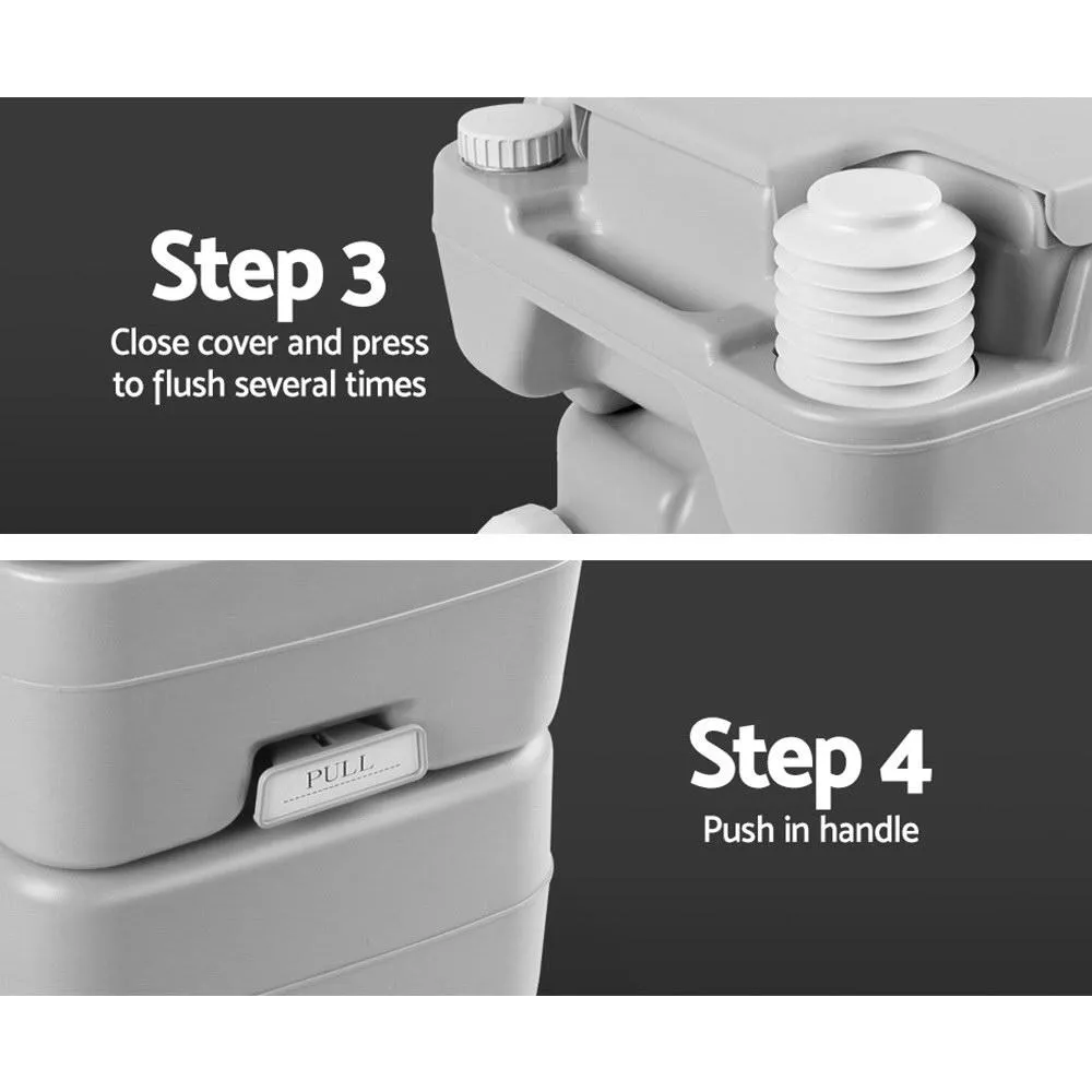 20L Portable Outdoor Camping Toilet - Grey