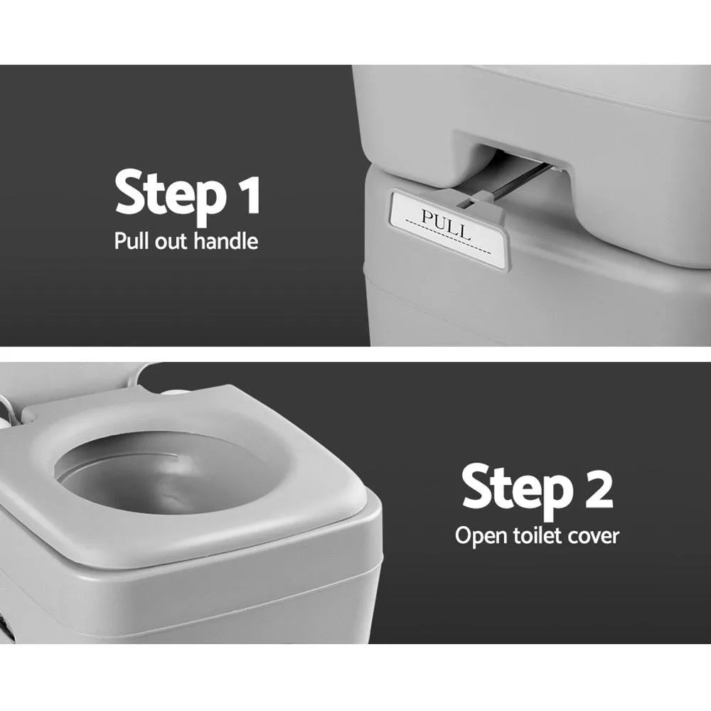20L Portable Outdoor Camping Toilet - Grey