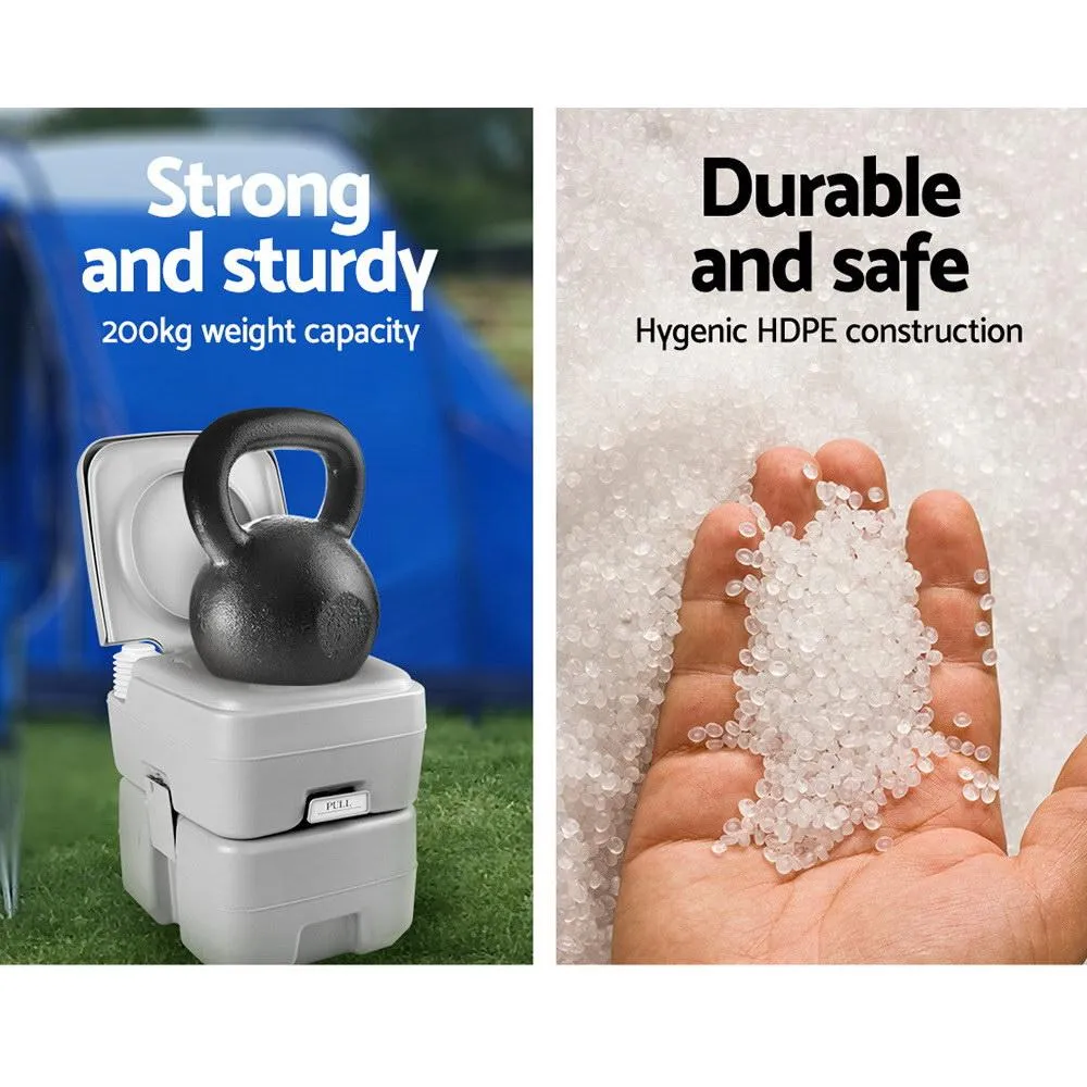 20L Portable Outdoor Camping Toilet - Grey