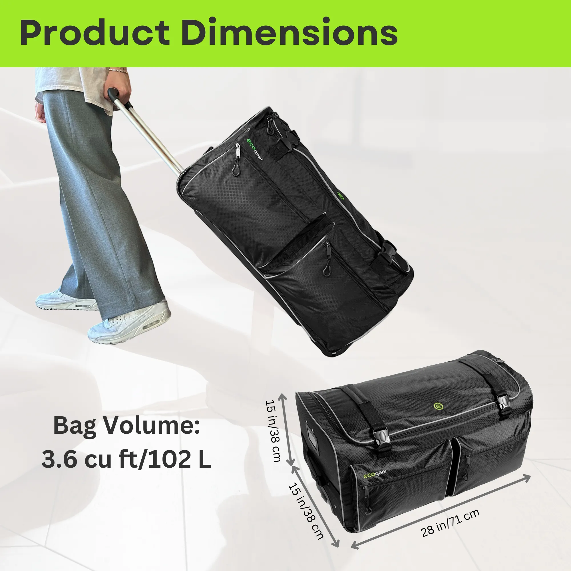 28in Wheeled Duffel with Garment Rack