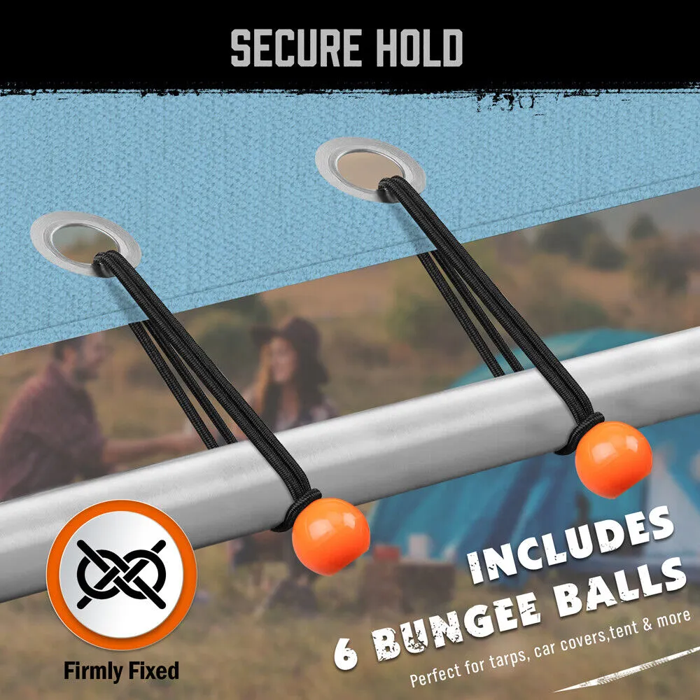 28Pc Bungee Cord Set Outdoor Tarp Clips Canopy Ties & Ball Bungees Organizer Bag