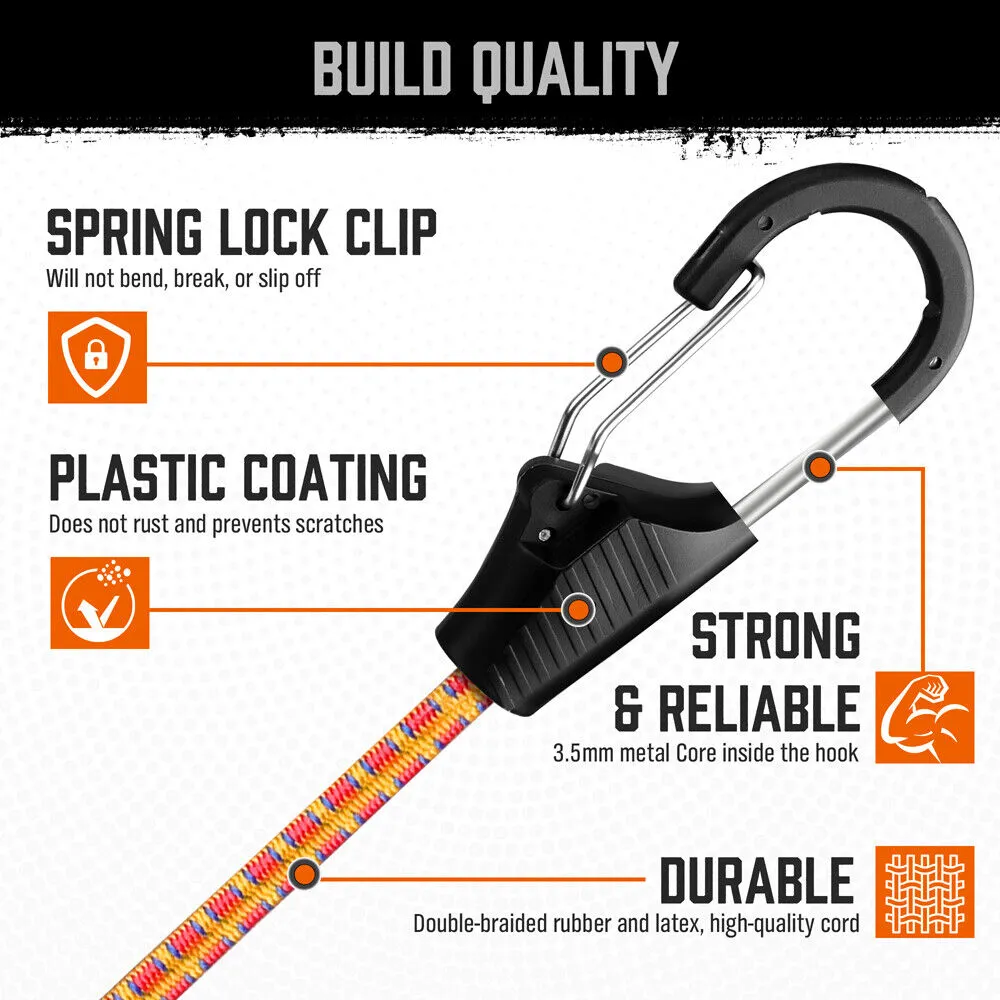 28Pc Bungee Cord Set Outdoor Tarp Clips Canopy Ties & Ball Bungees Organizer Bag