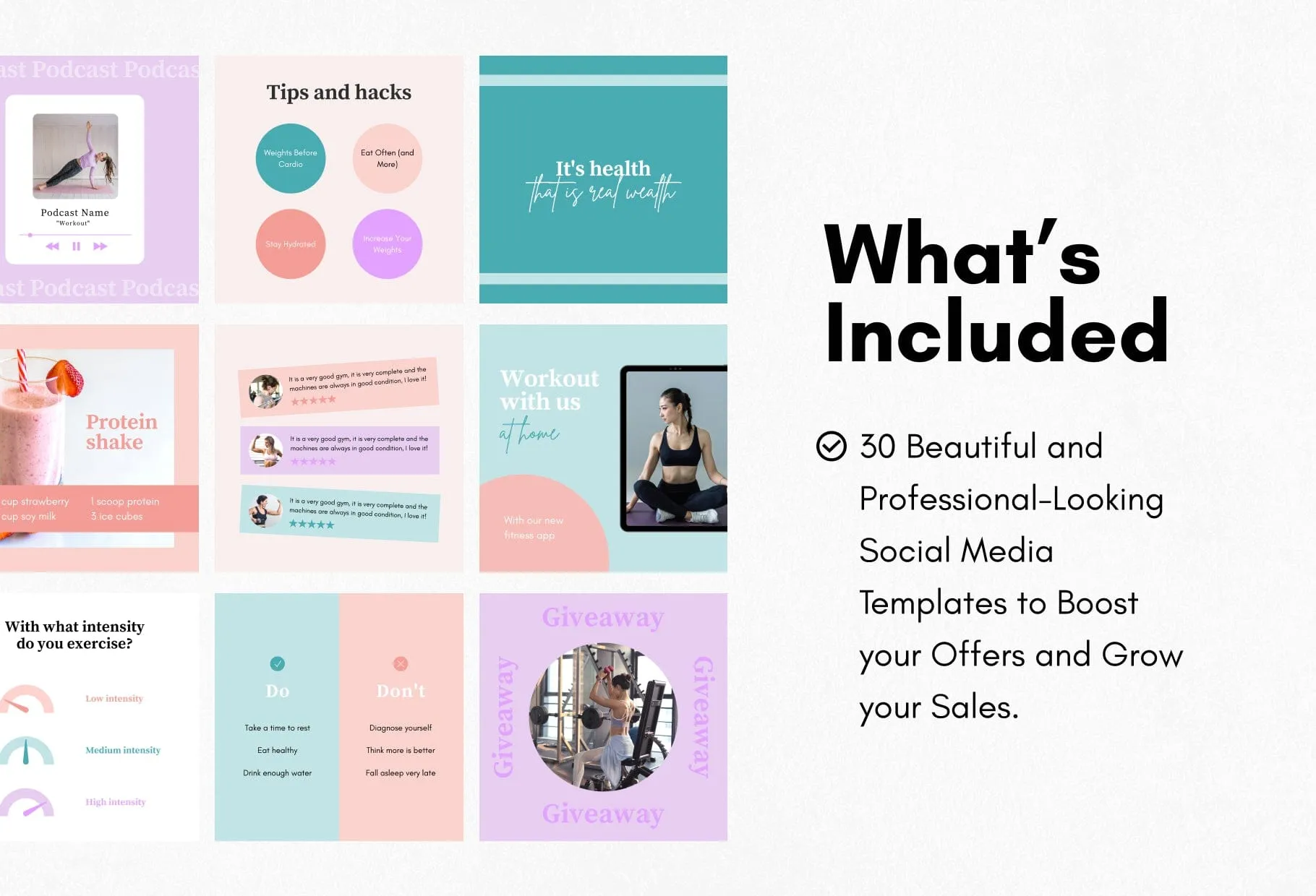 30 Gym Instagram Post Canva Templates
