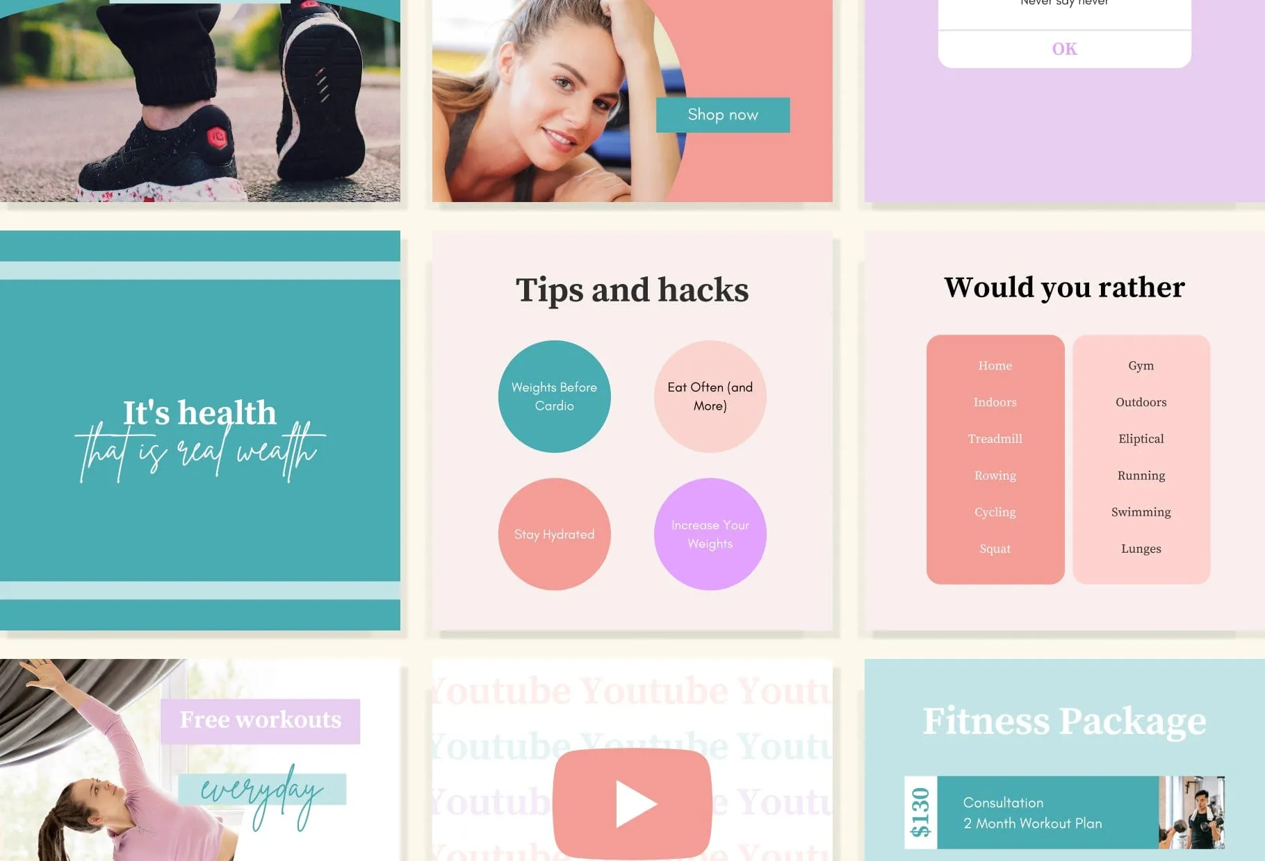 30 Gym Instagram Post Canva Templates