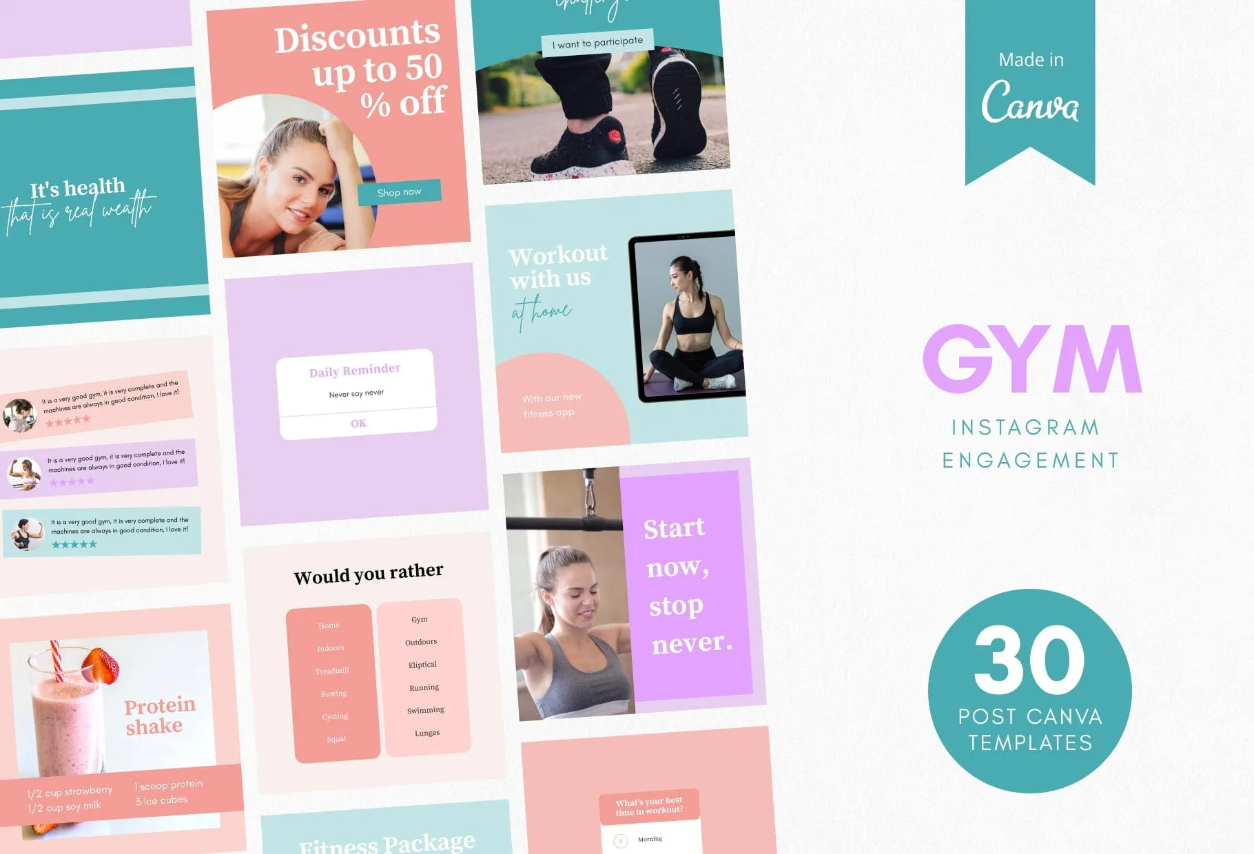 30 Gym Instagram Post Canva Templates