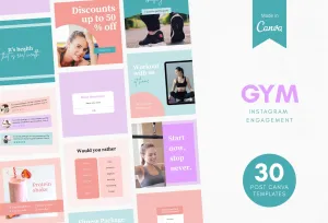 30 Gym Instagram Post Canva Templates