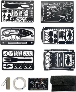 8Pcs Survival Cards Multi-Functional Tool Card Emergency Camping Tool EDC Kit in Your Walletcard with Fishhook Fishing Line,Survival Guide Multitool Camping Gear for Outdoor Hiking Hunting