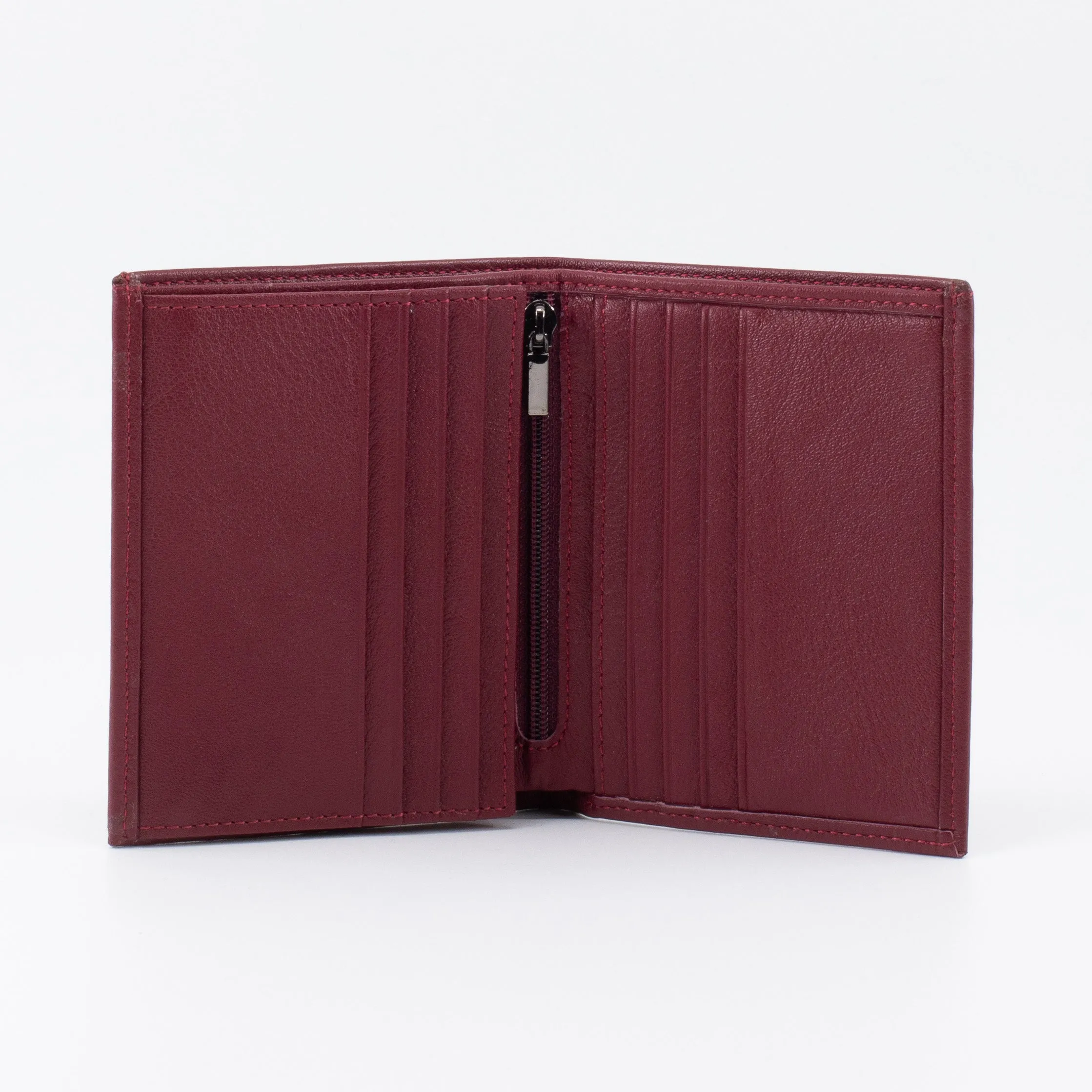 A Trifold, Premium Leather Wallet (Burgundy)