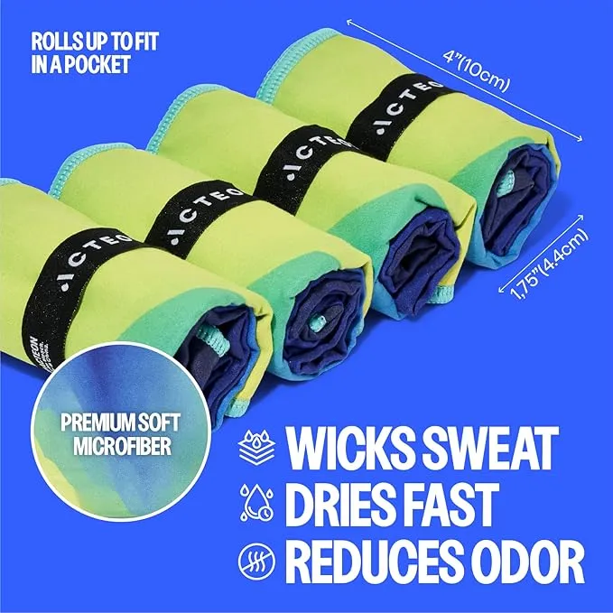 Acteon Quick Dry Microfiber Gym Towel, 4 Pack Odor-Free, Super Absorbent Workout Towels, Body Sweat