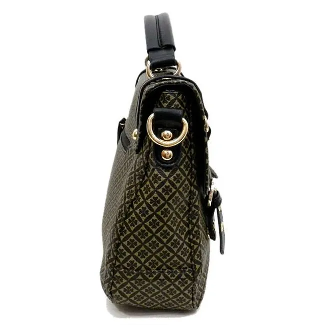 ALBA lock polka Signature Shoulder office Bag L wallet set Black ivy