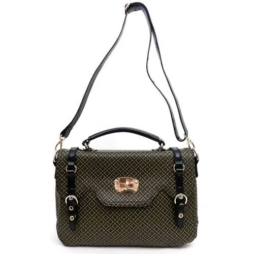 ALBA lock polka Signature Shoulder office Bag L wallet set Black ivy