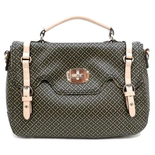 ALBA lock polka Signature Shoulder office Bag L wallet set Black ivy