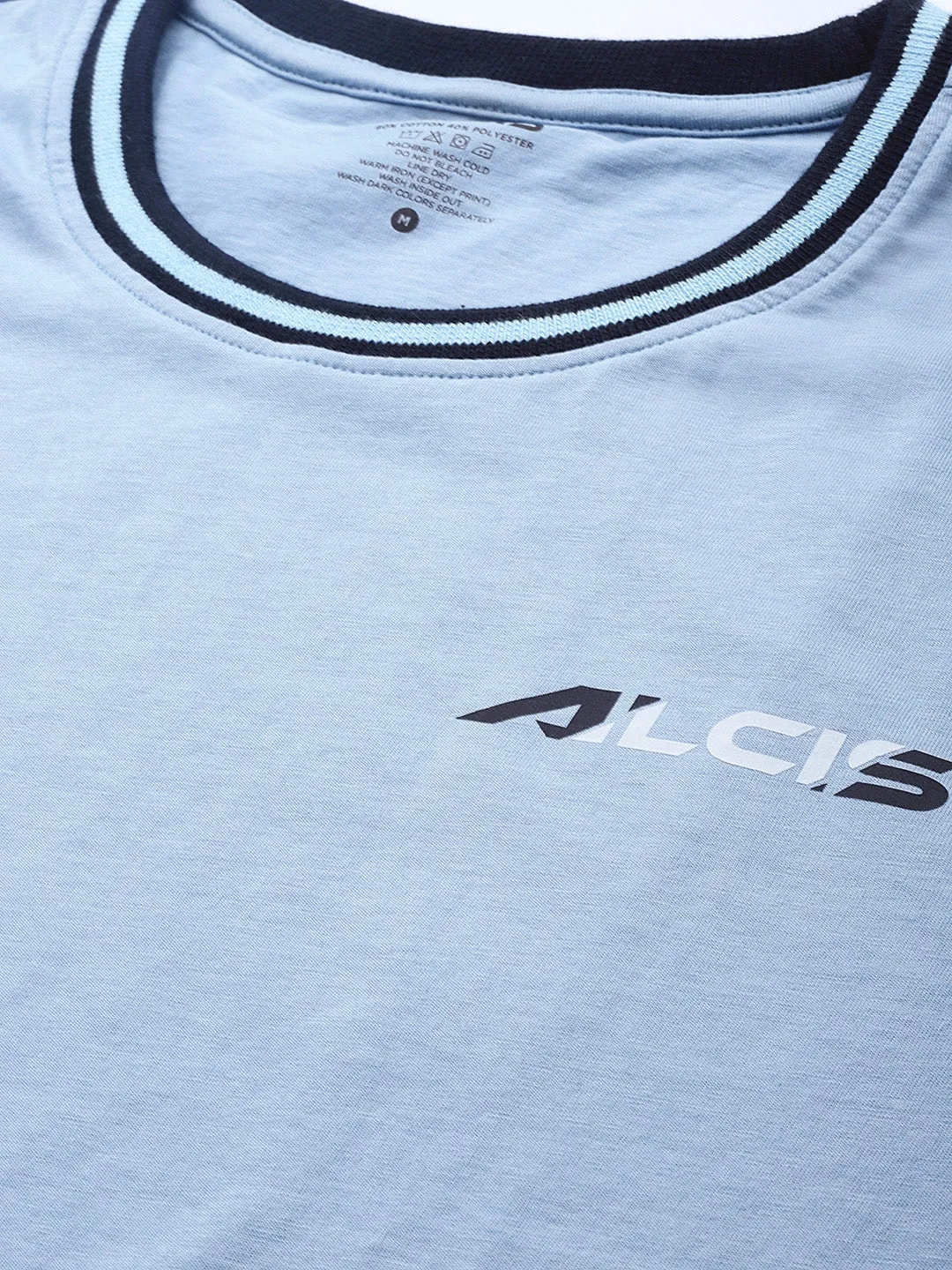 Alcis Men Blue Solid Slim Fit Gym T-shirt