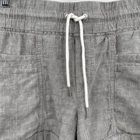 Athleta Cabo Linen 4” Short in Osprey Grey Drawstring Waist Casual Sporty Travel