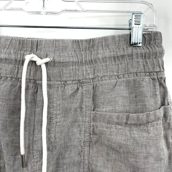 Athleta Cabo Linen 4” Short in Osprey Grey Drawstring Waist Casual Sporty Travel