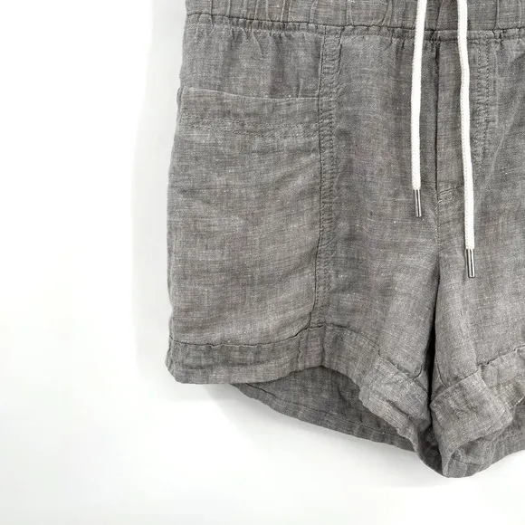 Athleta Cabo Linen 4” Short in Osprey Grey Drawstring Waist Casual Sporty Travel