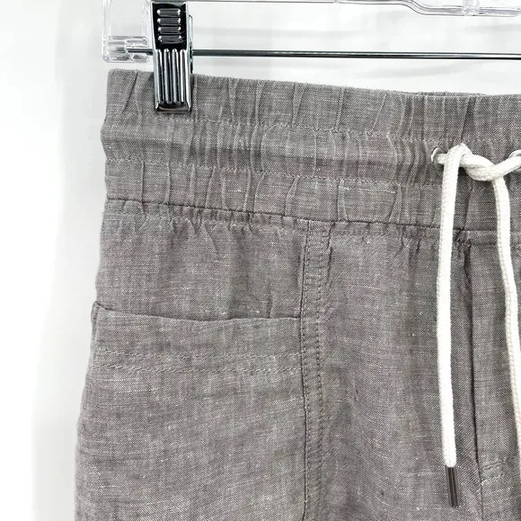 Athleta Cabo Linen 4” Short in Osprey Grey Drawstring Waist Casual Sporty Travel