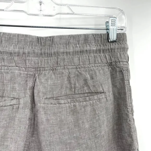 Athleta Cabo Linen 4” Short in Osprey Grey Drawstring Waist Casual Sporty Travel