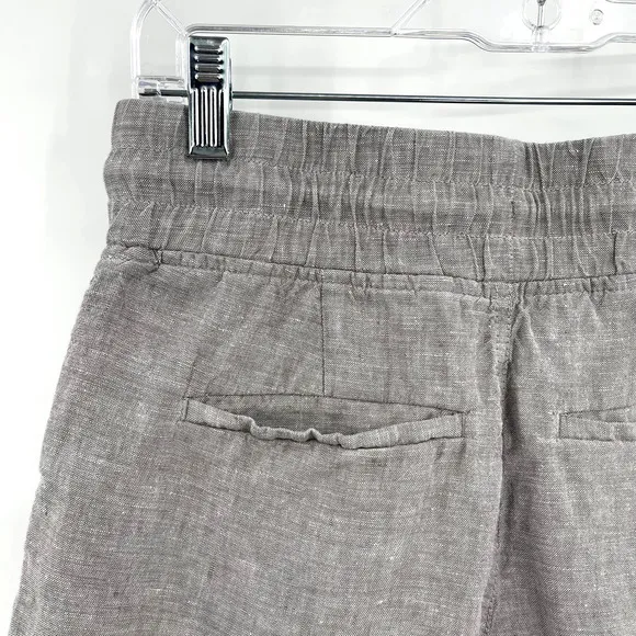 Athleta Cabo Linen 4” Short in Osprey Grey Drawstring Waist Casual Sporty Travel