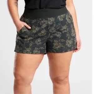Athleta Trekkie North Printed Short Terra Firma Olive Green 18 NEW NWT