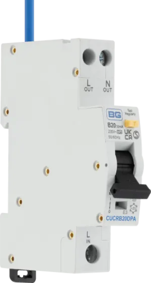 BG CUCRB20DPA 20A Double Pole 1 Module B Curve 6kA 30mA Type A Compact RCBO