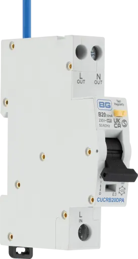 BG CUCRB20DPA 20A Double Pole 1 Module B Curve 6kA 30mA Type A Compact RCBO
