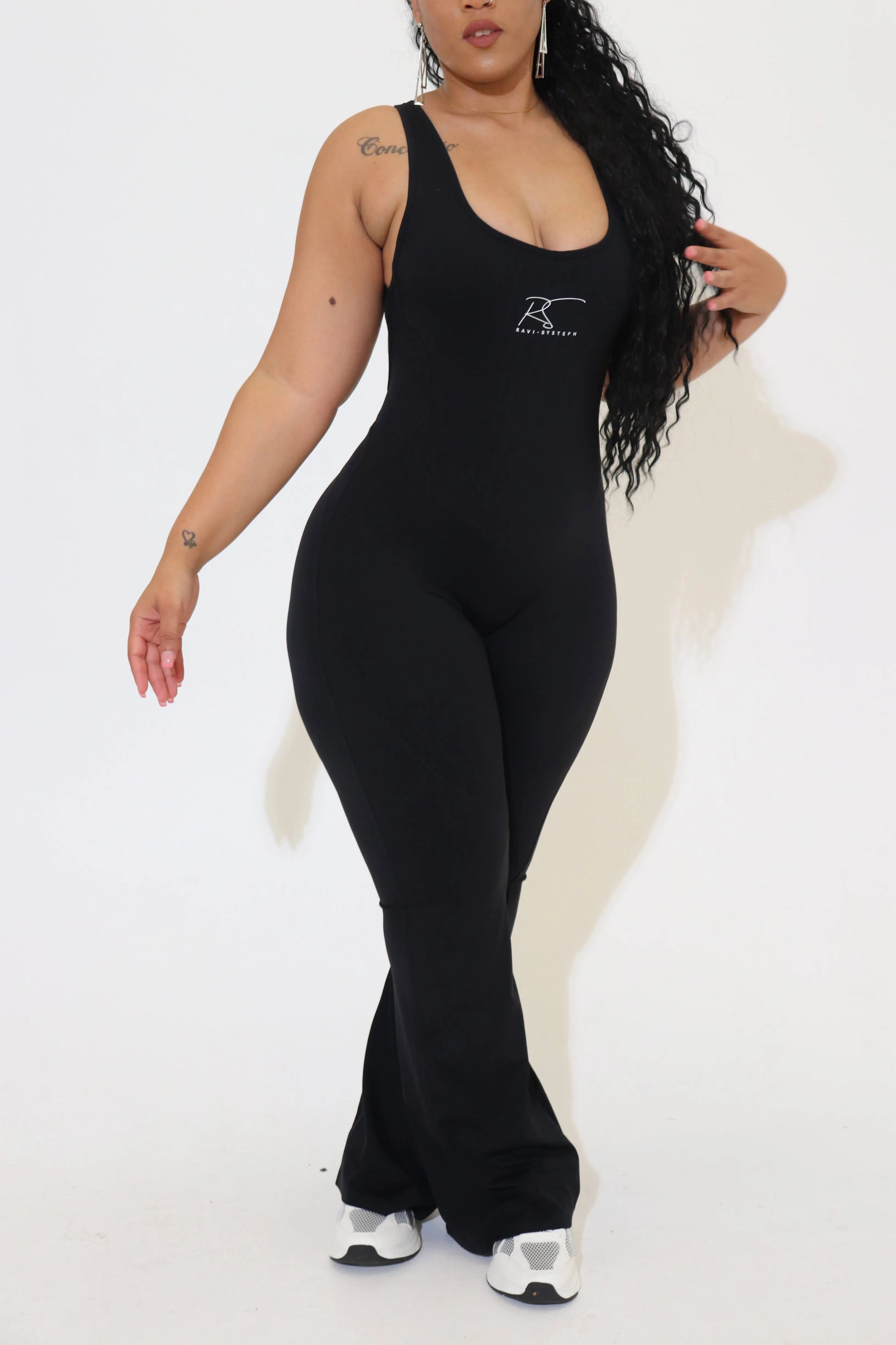 Black Backless Flare Leg Jumpsuit