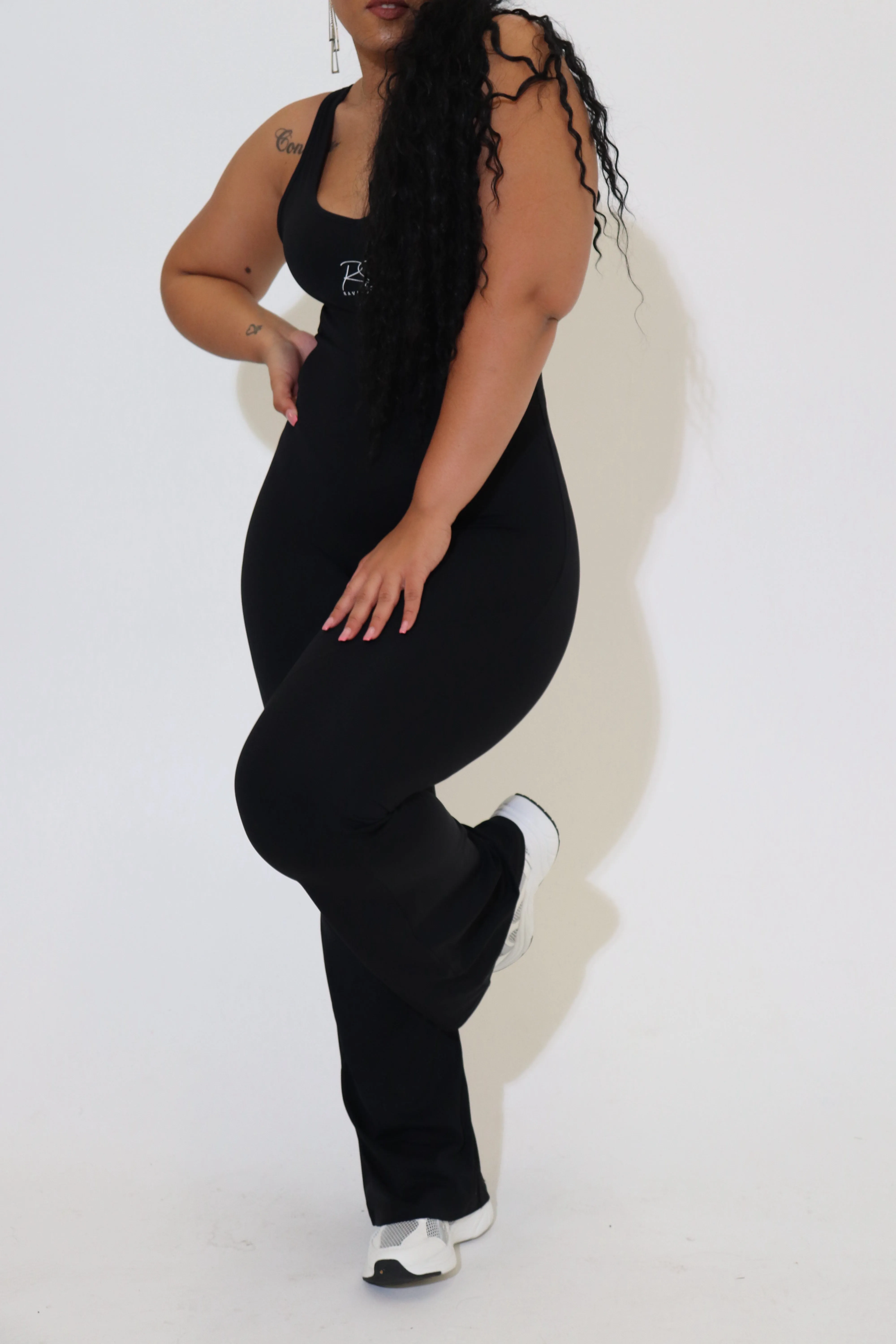 Black Backless Flare Leg Jumpsuit