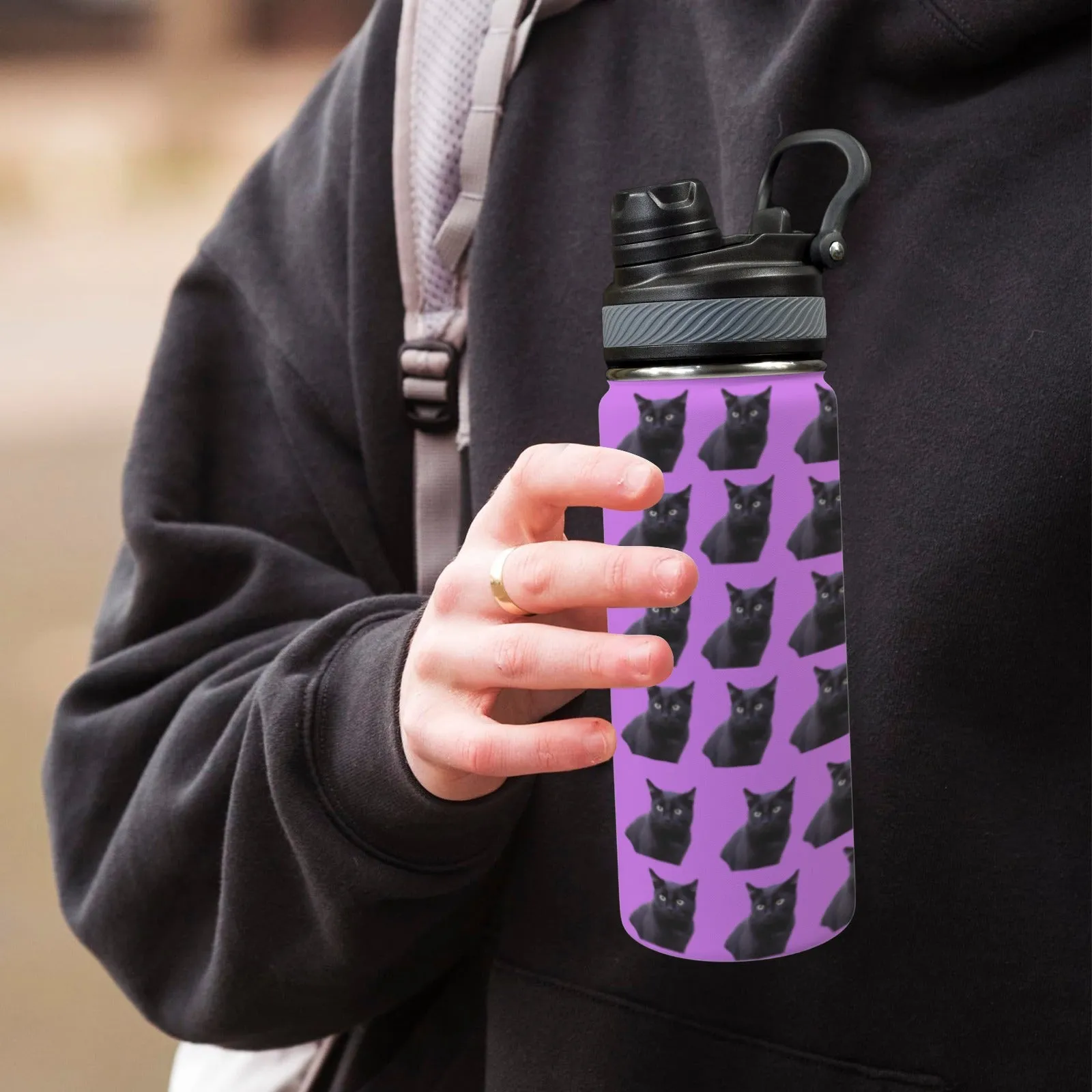 Black Cat Water Bottle