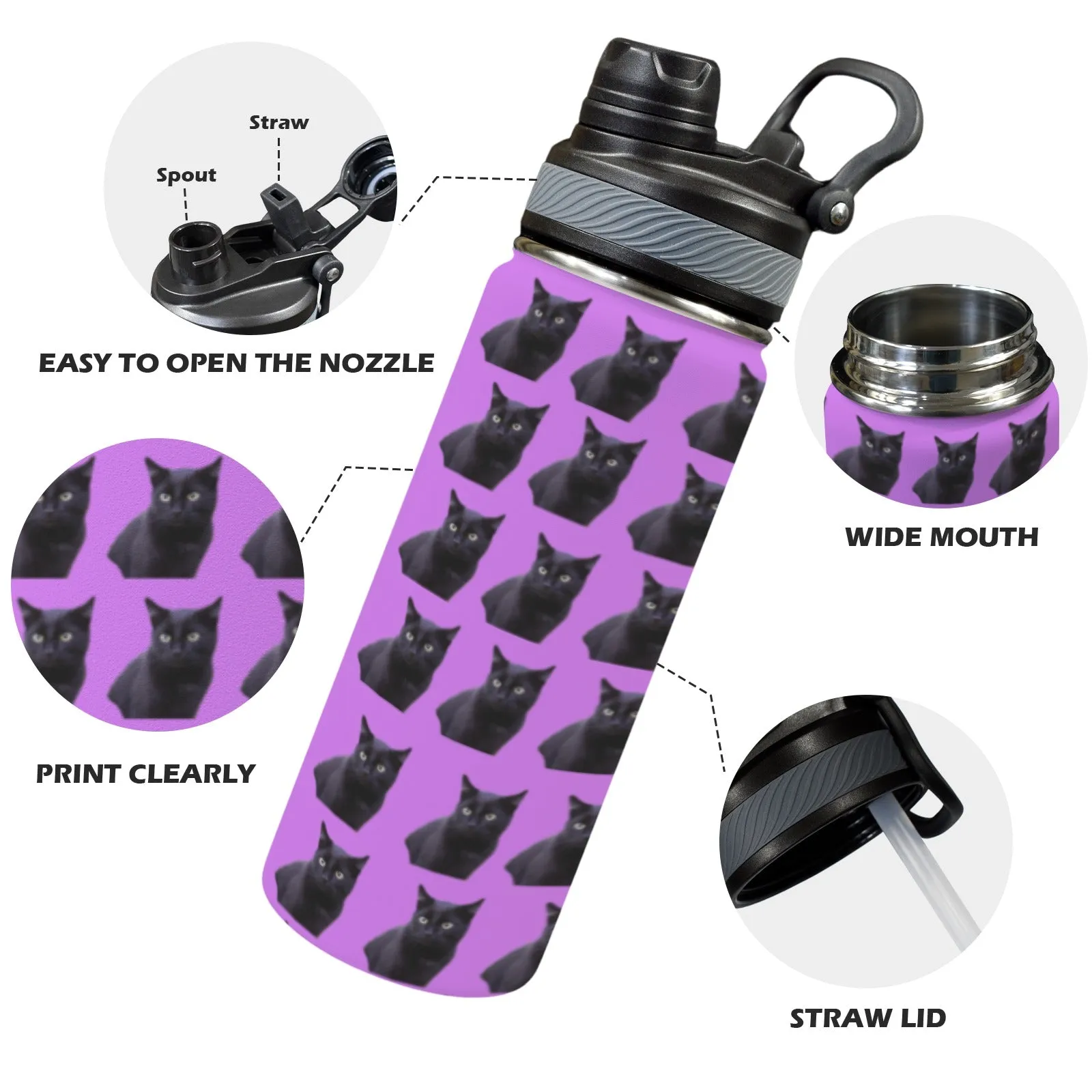Black Cat Water Bottle