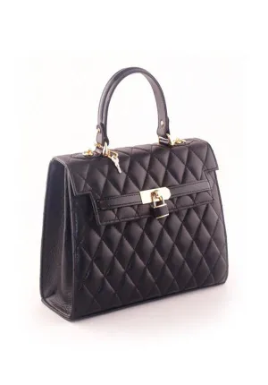Black Quilted Fold-Over Bag