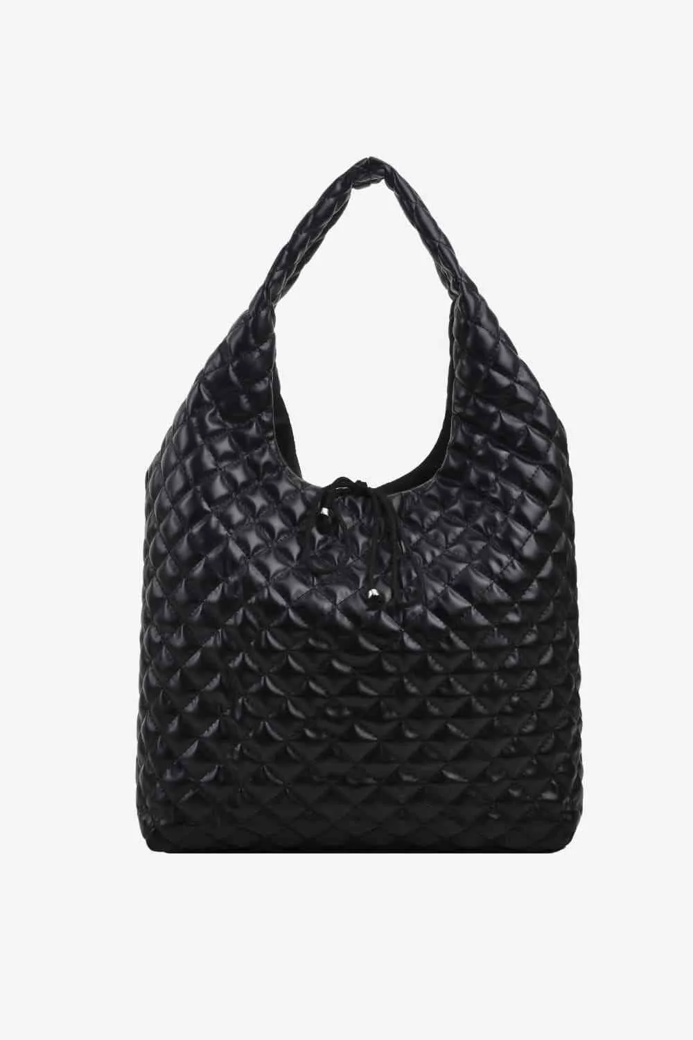 Black Quilted Oversized PU Leather Handbag