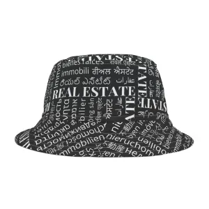 Black Real Estate Translated Bucket Hat (AOP)