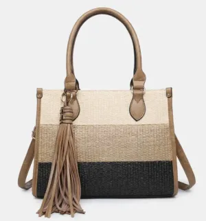 Black Tri-Color Satchel