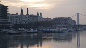 Boats Along the Danube River in Budapest