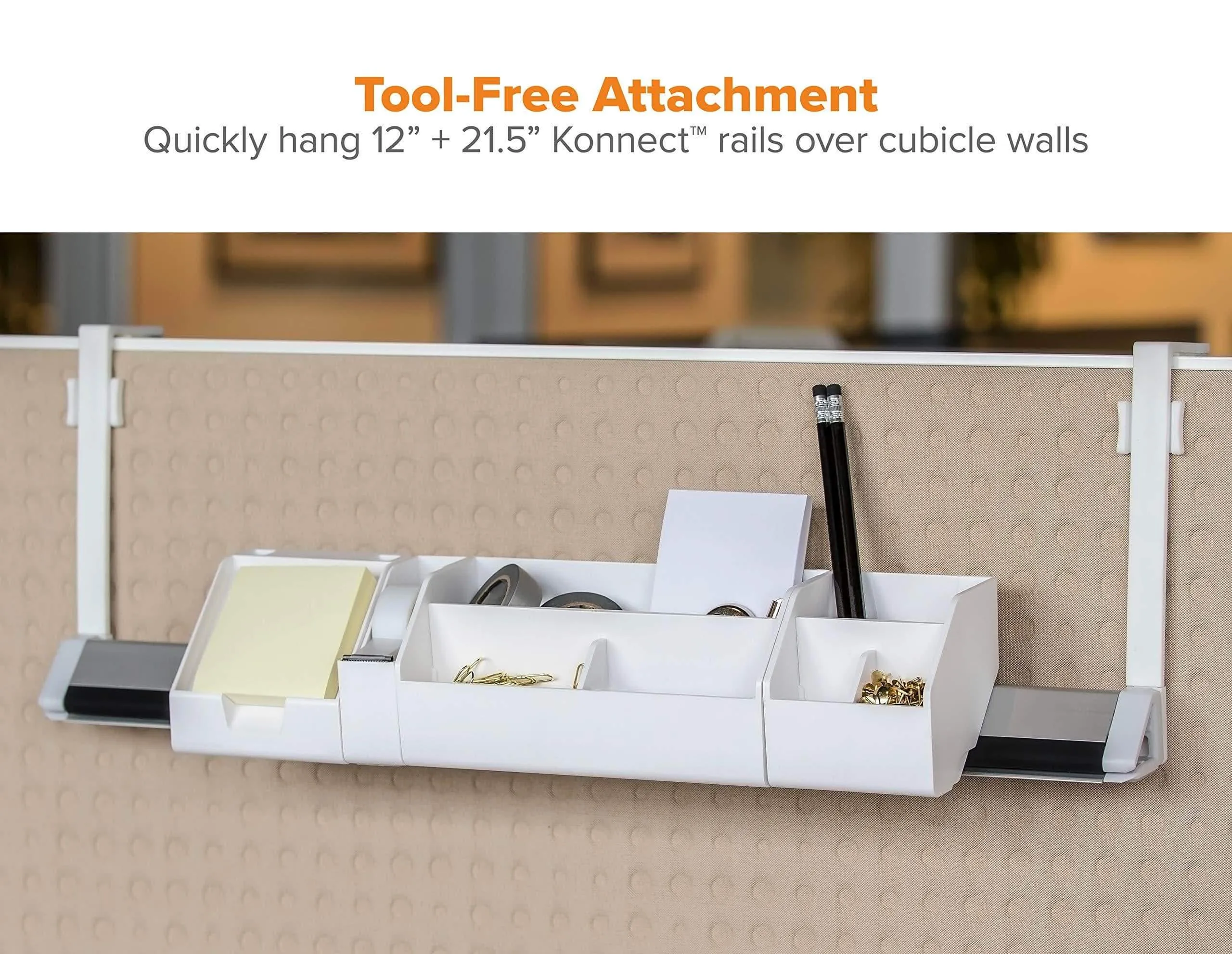 Bostitch Konnect Cubicle Hanger for Rails, Fits 2-3.5" Cube Walls, Set of 2 (KT-RAILHANGER3)