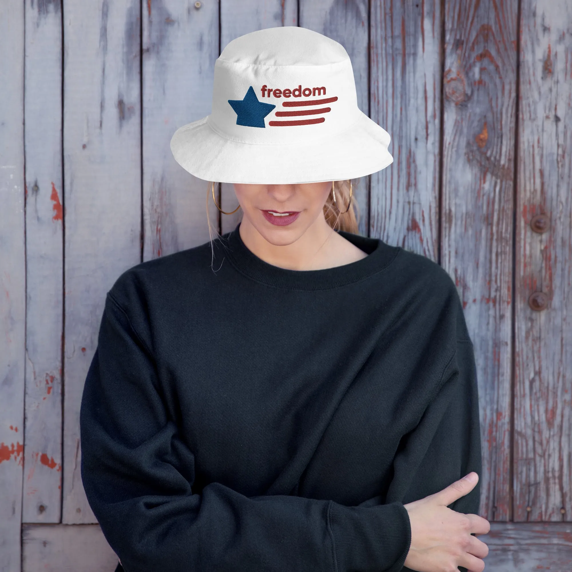 Bucket Hat, Customized Hat, Freedom Hat, Embroidered Hat