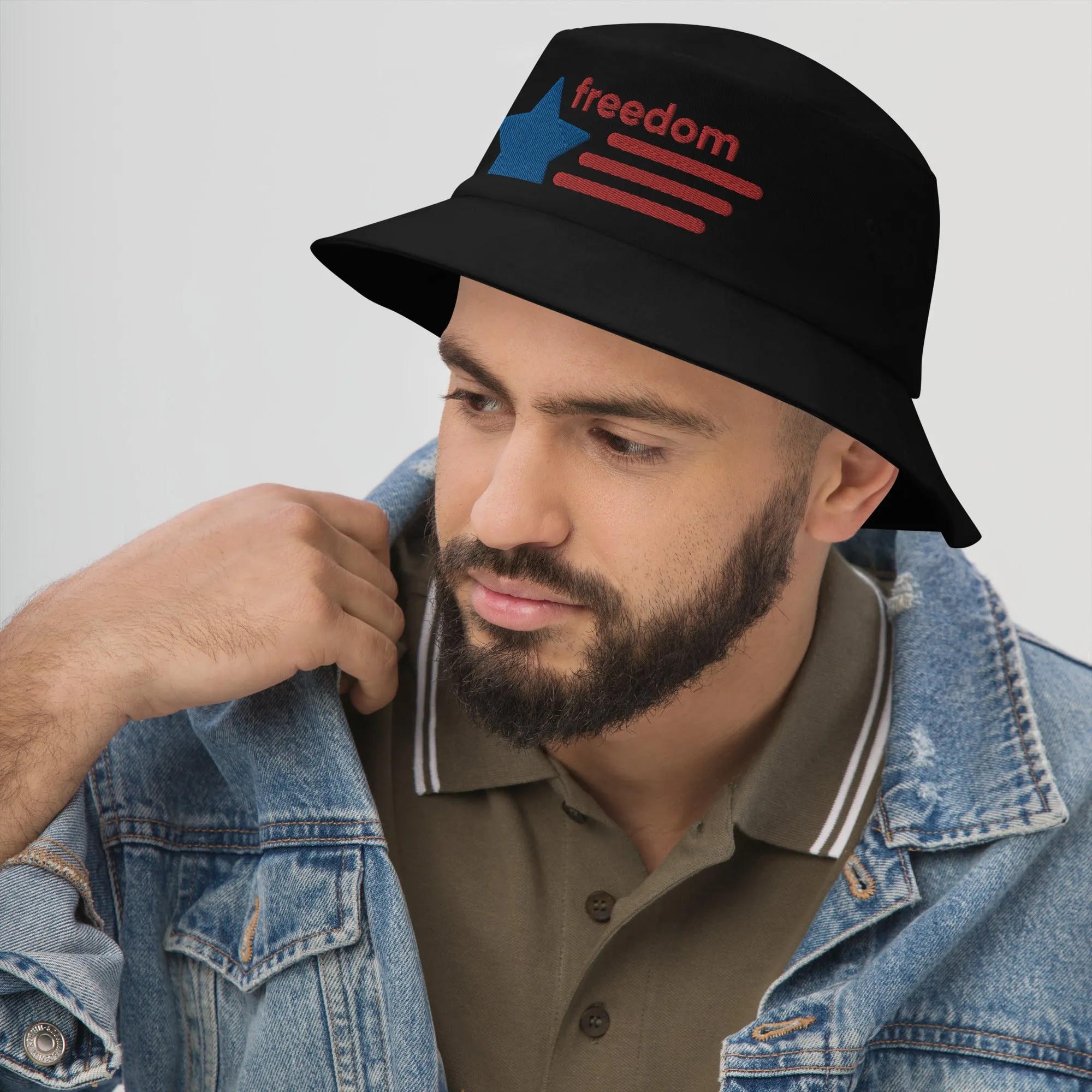 Bucket Hat, Customized Hat, Freedom Hat, Embroidered Hat