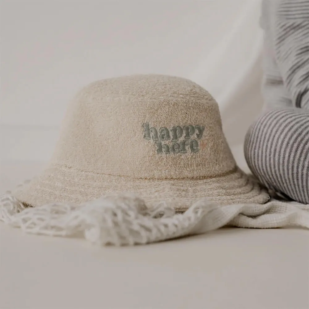 Bucket Hat Happy Here aus 100% Baumwolle