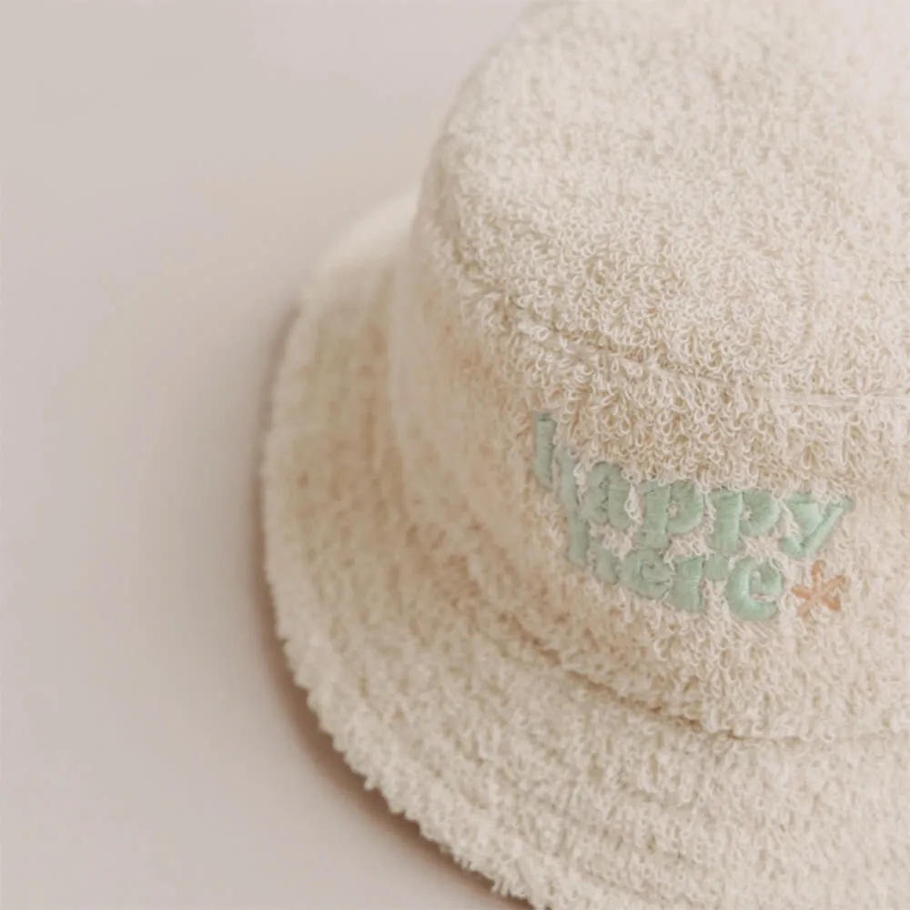 Bucket Hat Happy Here aus 100% Baumwolle