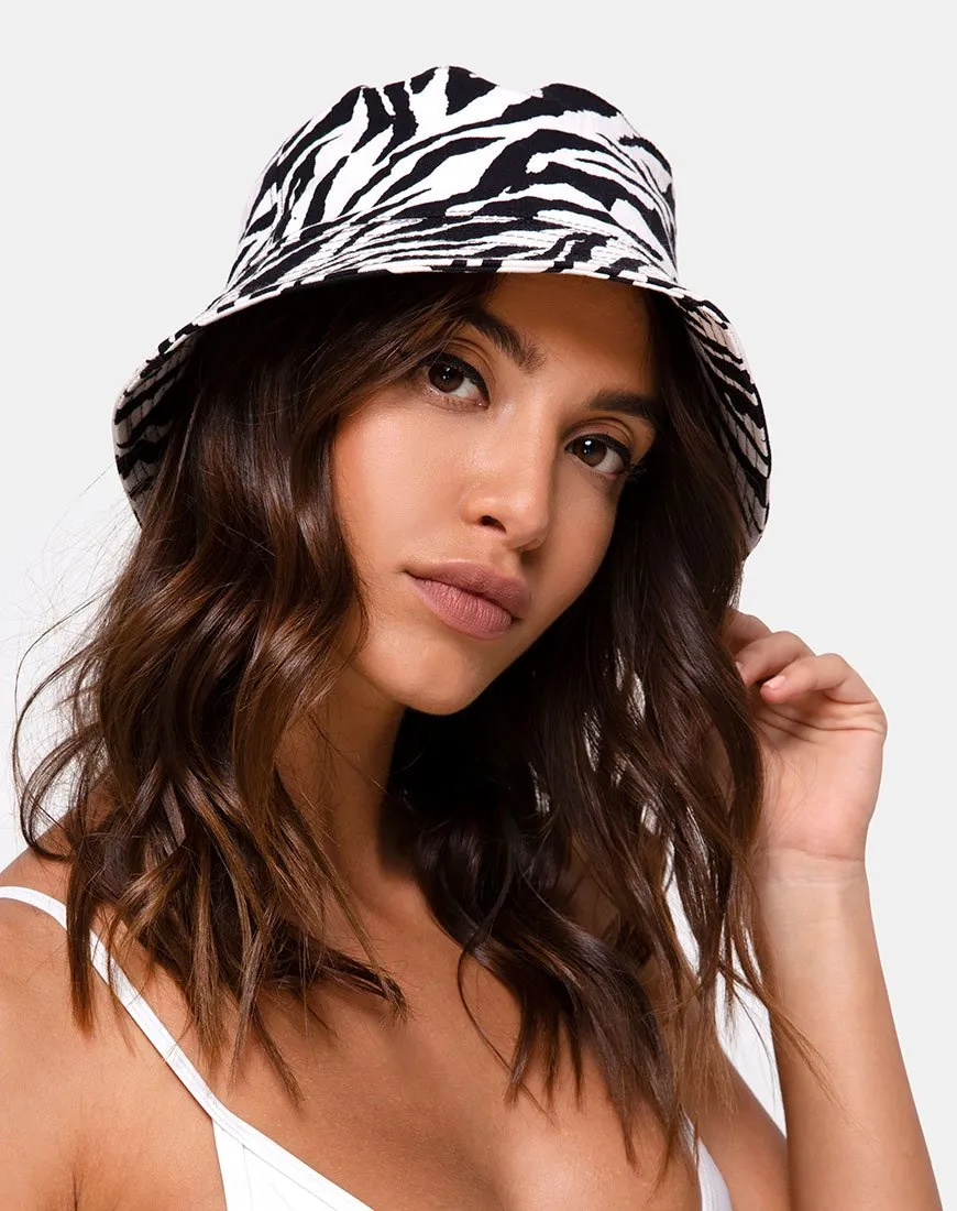 Bucket Hat in 90's Zebra