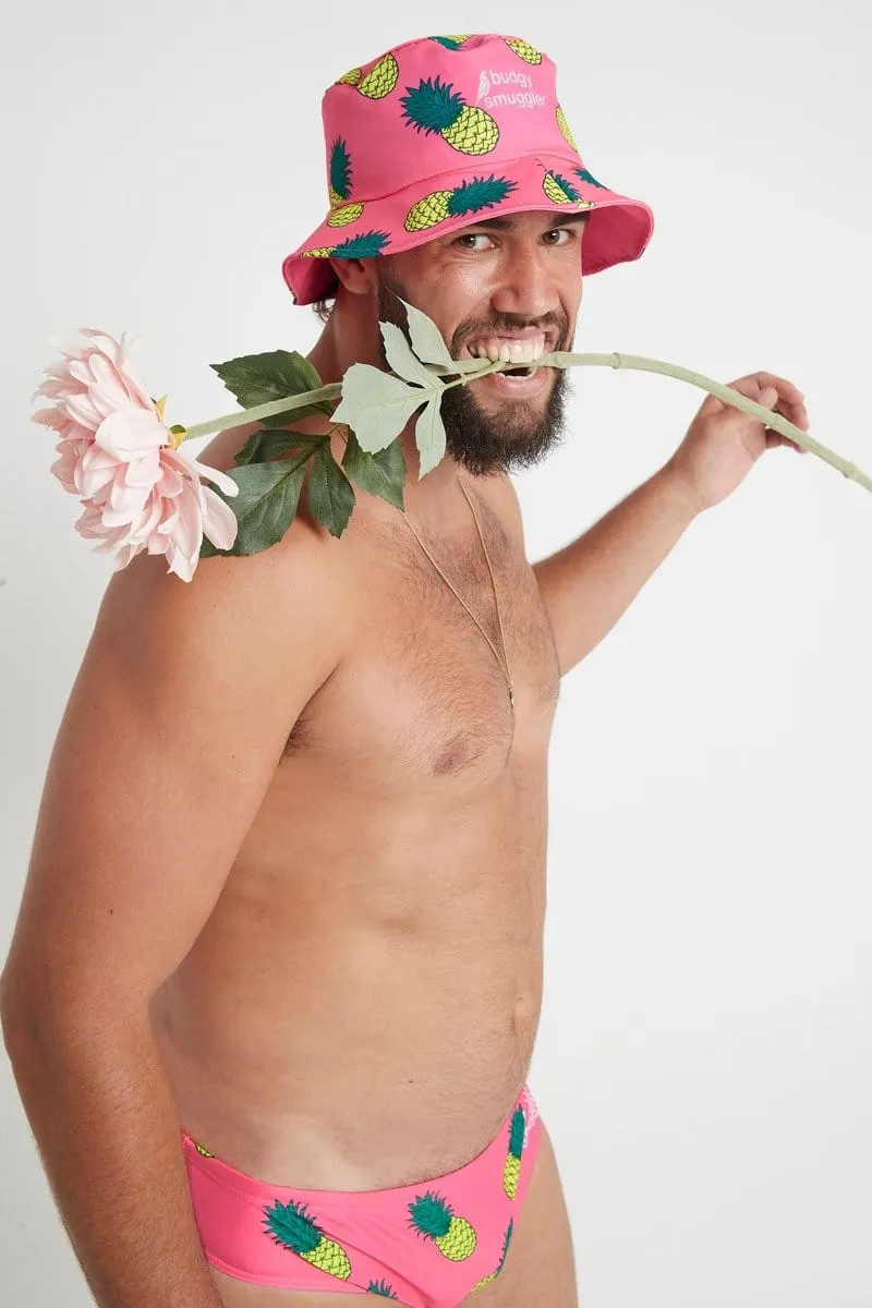Bucket Hat in Pink Pineapple
