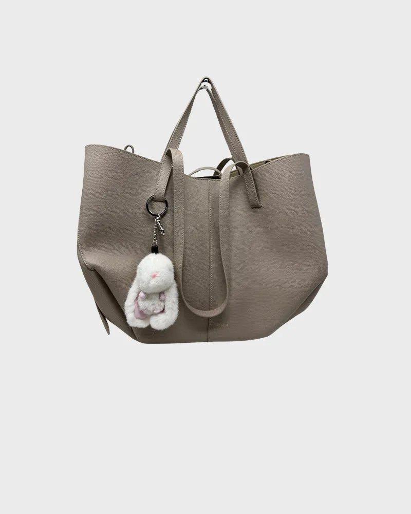 Bunny Bag Charm Key Ring Made of Mink