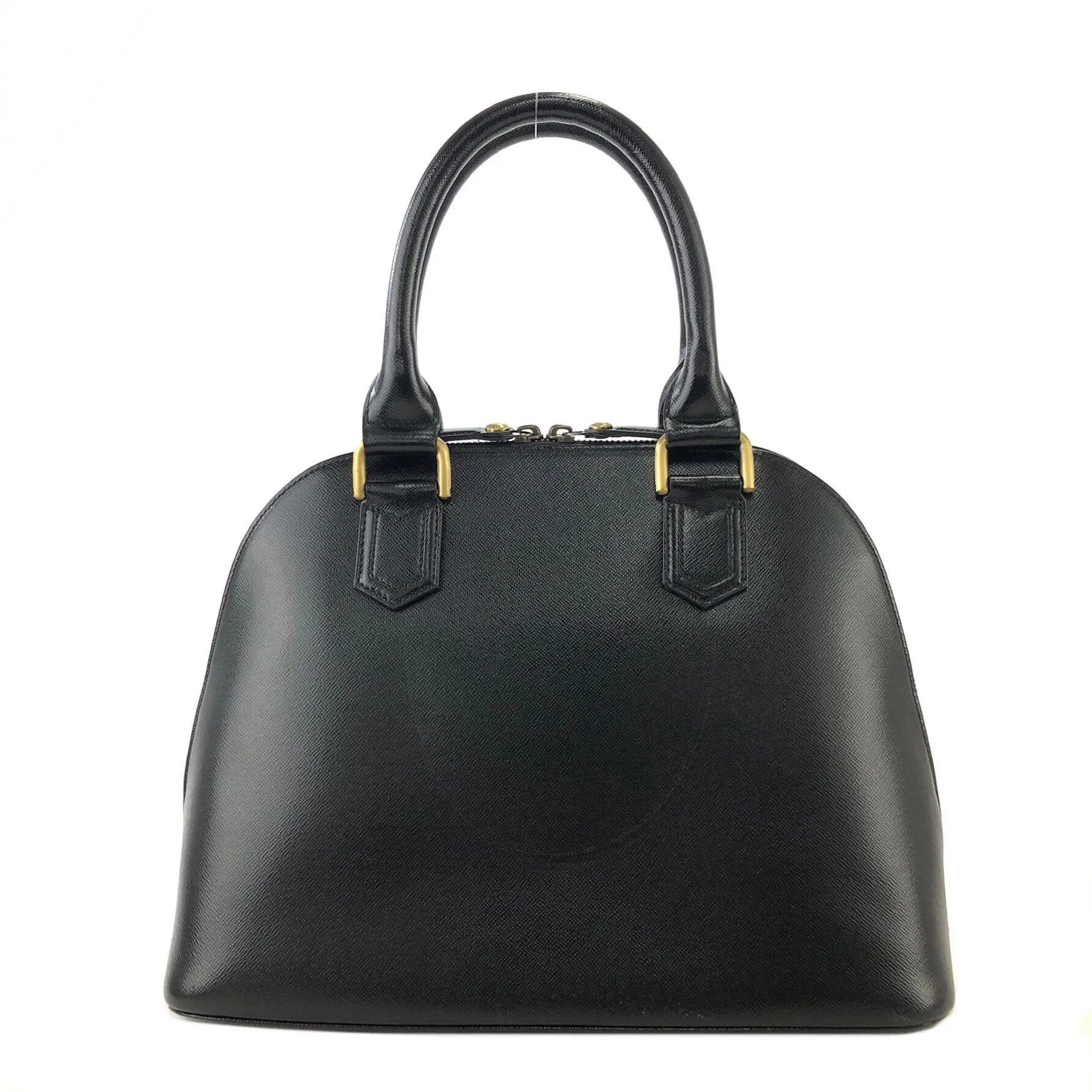 Burberry Classic Check Logo Motif Leather Handbag Black Vintage ut233m