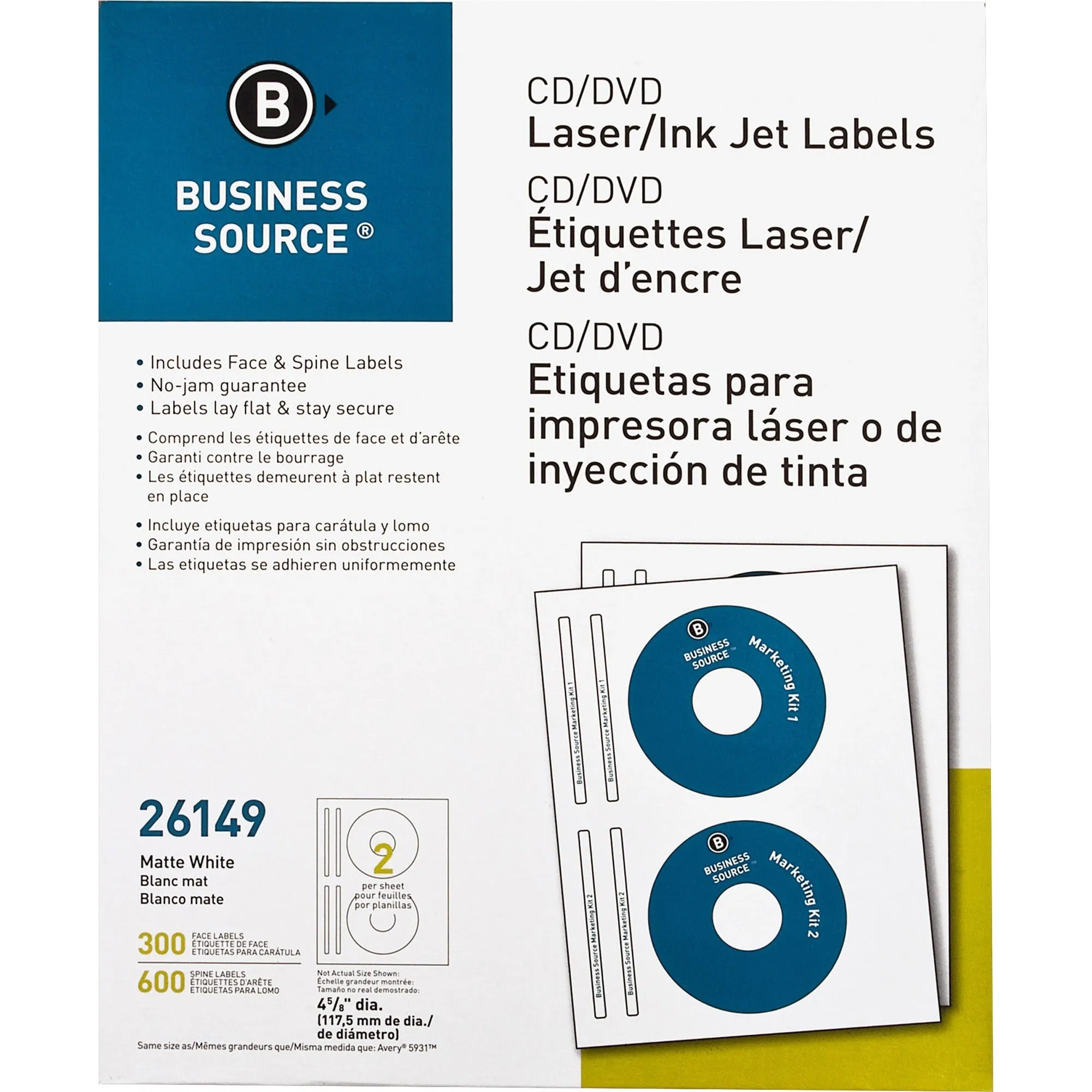 Business Source Laser/Inkjet CD/DVD Labels