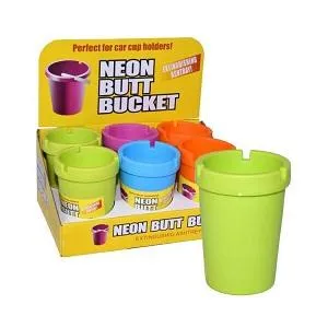 Butt Bucket Ashtray Display - Neon Colors (6 Count)